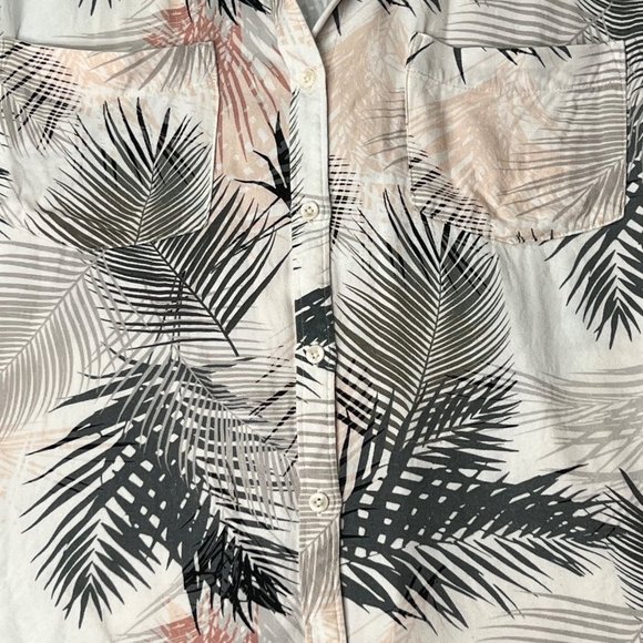 Cloth & Stone Shirt Womens XS Button Front Rolled Short Sleeve Tropical Palm - Picture 3 of 12
